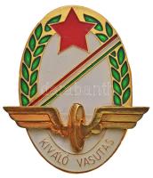 ~1970. "Kiváló vasutas" zománcozott tombak kitüntetés eredeti dísztokban (44x38mm) T:2 ragasztásnyom Hungary ~1970. "Excellent Railwayman" enamelled tombac decoration in original case (44x38mm) C:XF