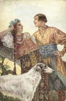 10 db RÉGI motívumlap; művész / 10 old motive cards; art