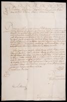 1769 Tokajra küldött ex offo levél katonai ügyben Albert főherceg és Klobusiczky János helytartótanácsi titkár, későbbi Fiumei kormányzó saját kezű aláírásával /  1769 Ex offo letter of the Governing Council with autograph signature of prince Albert and Johann Klobusiczky later governor of Fiume