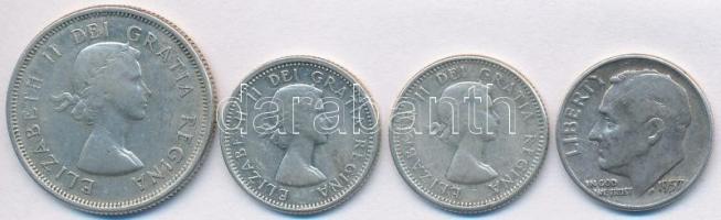 Vegyes: Amerikai Egyesült Államok 1957. 1D Ag "Roosevelt" + Kanada 1961. 25c Ag + 1962. 10...