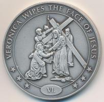 DN "Keresztút hatodik állomása - Veronika kendője / A kereszt útja - Jeruzsálem" fém emlékérem (40mm) T:1-,2 ND "Veronica wipes the face of Jesus VI. / Way of the cross - Jerusalem" (40mm) C:AU,XF