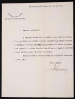 1932 Szörtsey József (1888-1941) kormányfőtanácsos aláírása Igmándy-Hegyessy Géza (1882-1980) testőr...