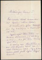 1933(?) Zadravecz István OFM (1884-1965) ferences szerzetes, tábori püspök kézzel írt levele azonosítatlan személyhez budapesti tartózkodásáról és aktuális terveiről, két teleírt oldal /  1933(?) A handrwitten letter of István Zadravecz OFM (1884-1965) Franciscan friar, military chaplain to an unidentified person about his sojourn in Budapest and his actual plans, on two pages