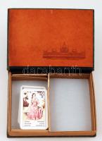 Kártyatartó, fa-műbőr, benne: jós kártya pakli, 18×14 cm