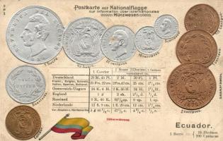 Ecuador, set of coins, flag, Emb. litho (fl)