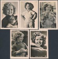 cca 1935 Shirley Temple (1928-2014) amerikai színész-énekesnő gyerekkori fotói, 5 db, feliratozva, 4x7 cm / cca 1935 Shirley Temple (1928-2014) American film and television actress, singer, 5 photos, 4x7 cm