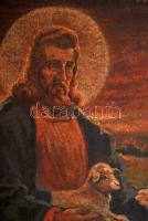 Koleszár György (?-?): A jó pásztor. Olaj, vászon, jelzett, antik nagy méretű keretben, 60×110 cm