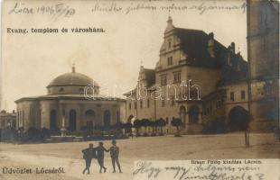 Lőcse, Evangélikus templom, városháza, Braun Fülöp kiadása / Evangelical church, town hall (Rb)