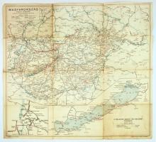 cca 1940 Magyarország autóbusz és vasút térképe, és a Balaton hajózási térképe. Szakadással 60x60 cm