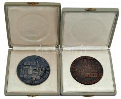 Vincze Dénes (1914-1972) 1970. "KISZ - Védnökségeink Jubileumi Éve" fém plakett (2x) (79mm...