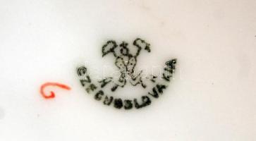 Jelzett csehszlovák teás csésze és alj párban, matricás, hibátlan