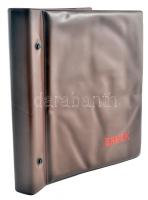 Barna műbőr érmetartó album, 204 férőhellyel, klf méretű érmék tárolására, használt állapotban