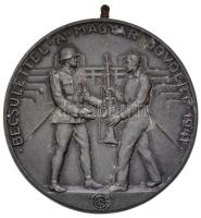 1943. "Becsülettel a magyar jövőért 1941. / Danuvia Fegyver és Lőszergyár R.T. - 1943. III. díj" hadifém díjérem (59mm) T:2-