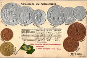 Brazil; set of coins, flag, Emb. litho (wet corner)