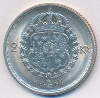 Svédország 1946. 2Kr Ag "V. Gusztáv" T:2 Sweden 1946. 2 Kronor Ag "Gustaf V" C:XF