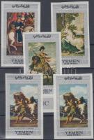 Lovas festmények (II.) vágott sor, közte ívszéli  bélyeg, Horse paintings (II) imperforated set, with margin stamp, Pferdegemälde (II) ungezähnter Satz, Marke mit Rand darin