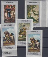 Pferdegemälde (II) ungezähnter Satz, Marken mit Rand darin, Lovas festmények (II.) vágott sor, közte ívszéli bélyegek, Horse paintings (II) imperforated set, with margin stamps