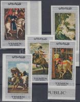 Lovas festmények (II.) vágott sor, közte ívszéli bélyegek, Horse paintings (II) imperforated set, with margin stamps, Pferdegemälde (II) ungezähnter Satz, Marken mit Rand darin