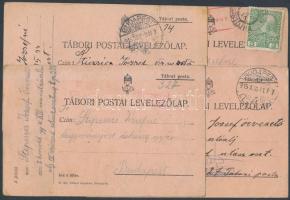 1915, 1942-1943  Érdekes tábori postai levelezőlapok személyes hangvételű üzenetekkel, 9 db