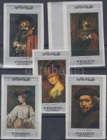 Rembrandt paintings (II) set, with margin stamp, Rembrandt festmények (II.) sor, közte ívszéli bélyeg, Rembrandt-Gemälde (II) Satz, Marke mit Rand darin
