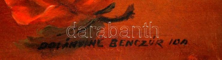 Benczúr Ida (1876-1970): Rózsás csendélet. Olaj, vászon, restaurált, 90×70 cm