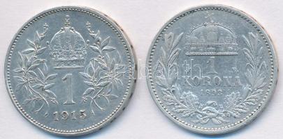 Vegyes: 1893. 1K Ag "Ferenc József" + Ausztria 1915. 1K Ag "Ferenc József" T:2,3