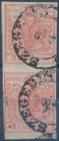 3kr függőleges pár HP III. teljes / jó szélekkel, túlfestékezett nyomat "SZEGEDIN", 3kr vertical pair HP III. with nice margins "SZEGEDIN"