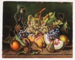 Friedlinger Jenő (1890-?): Szőlős csendélet. Pasztell, papír, foltos, 40×49 cm