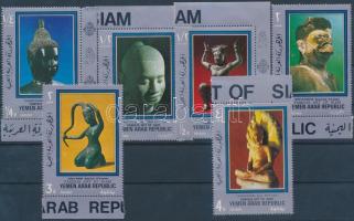 Siamesische Skulpturen (I) Satz mit Rand, Sziámi szobrok (I.) sor ívszéli és ívsarki bélyegekkel, Siamese sculptures (I) set consisting of margin and corner stamps