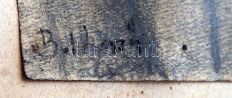 Boldizsár jelzéssel: Horthy Miklós. Ceruza, papír, üvegezett keretben, 13×9 cm