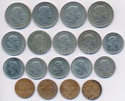 Svájc 1908-1970. 1r-20r (18xklf) T:vegyes
Switzerland 1908-1970. 1 Rappen - 20 Rappen (18xdiff) C:m...