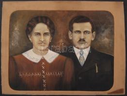 Apró Kálmán: Házaspár. Vegyes technika, papír, pecséttel jelzett, 28×47 cm