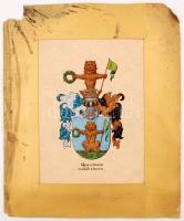 Jelzés nélkül: A Grossmann család címere. Vegyes technika, papír, paszpartuban(sérült), 22x17 cm