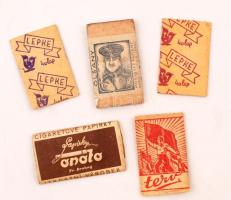5 csomag cigarettapapír(Lepke, Terv, Onoto, Ozalid, Olsany)
