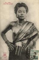 Laos; Jeunne Fille Laotienne / seminude girl, folklore