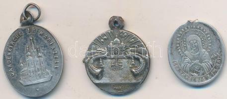 3db vallási medál, kettő Ag, közte "Mariazelli emlék" Ag medál (25x17mm) T:2,3 3pcs of mixed relegious medal, two pcs Ag, with "Souvenir of Mariazell" Ag medal (25x17mm) C:XF,F