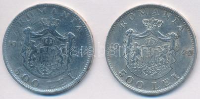 Románia 1944. 500L Ag (2x) T:2,3 karc Romania 1944. 500 Lei Ag (2x) C:XF,F scratched Krause KM#65