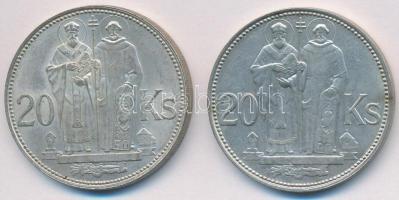 Szlovákia 1941. 20K Ag "Cirill és Metód" (2x) T:2  Slovakia 1941. 20 Korun Ag "St. Kyrill and St. Methodius" (2x) C:XF