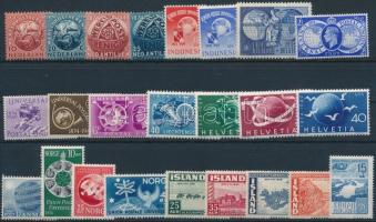 UPU 14 klf sor + 6 klf önálló érték 2 db stecklapon, UPU 14 diff. sets + 6 diff. independent values on 2 stock cards