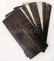 Antik kézzel írt tibeti imakönyv, bőr lapokon, 33 lapos, 2 db miniatúrával / Antique handwritten Tibetan prayer book, 33 pages, with 2 miniatures