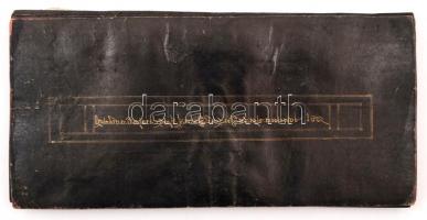 Antik kézzel írt tibeti imakönyv, bőr lapokon, 33 lapos, 2 db miniatúrával /
Antique handwritten Ti...