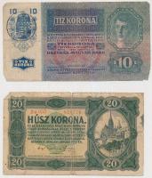 1912. 100K piros "Deutschösterreich" felülbélyegzéssel + 1913. 20K + 1915. 10K, mindkettő ...