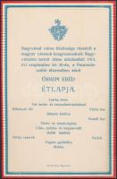 1913 Nagyvárad: A magyar városok közgyűlése alkalmából tartott díszebéd menükártyája