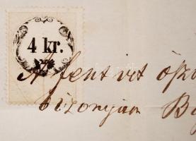 1859 Baja Szentháromság gyógyszertár díszes számla illetékbélyeggel