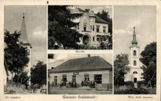 Erdőkürt, Evangélikus templom, kastély, Római katolikus templom (r)