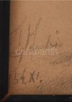 Olvashatatlan jelzéssel: Táncoló akt. Ceruza, papír, üvegezett keretben, 20×13 cm