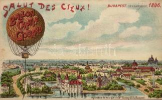 1896 Budapest Salut des Cieux Eugéne Godard hőlégballonja; Musikaliendruckerei v. Wilhelm Kunosy & Sohn (EB)