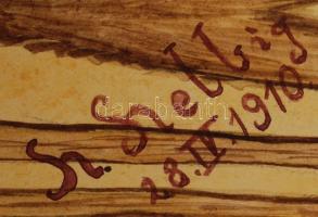 Henri Helbig (?-?): Leveses tányér. Vegyes technika, papír, jelzett, 20×30 cm