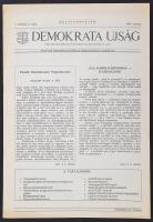 1989 A Demokrata Ujság Független Helyi Politikai és Kulturális Lap 1. évfolyamának 1. száma