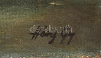 Háry jelzéssel: Ház a folyóparton. Olaj, vászon, 40×50 cm